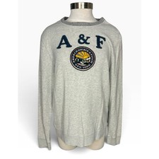 Abercrombie Fitch Gray Crewneck Sweatshirt A F New York Crest Logo Y2K Pullover
