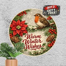 Rustic Country Farmhouse Home Wall Art Round Metal Tin Sign Decor 8x8