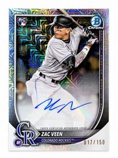 2025 Bowman Chrome Mega Box Zac Veen Rookie Auto RC Refractor #/150 Rockies