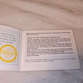 NES Super Mario Bros. FIRST PRINT P.O. Box 9572 NO DATE NO YEAR Manual For MATTE