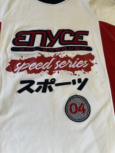 Enyce "All Borough" White & Red Blue Men's Y2K Shirt Heavy Weight Sz XXL - Picture 3 of 19
