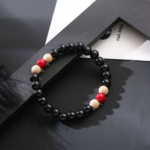 Pulsera con cuentas para hombre pulsera elástica pulseras cuentas de piedra para ágata - Imagen 12 de 12