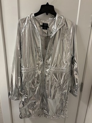 Stone Row x Georgia May Jagger Silver Hooded Rain Jacket GMJ B15317X3 Size L