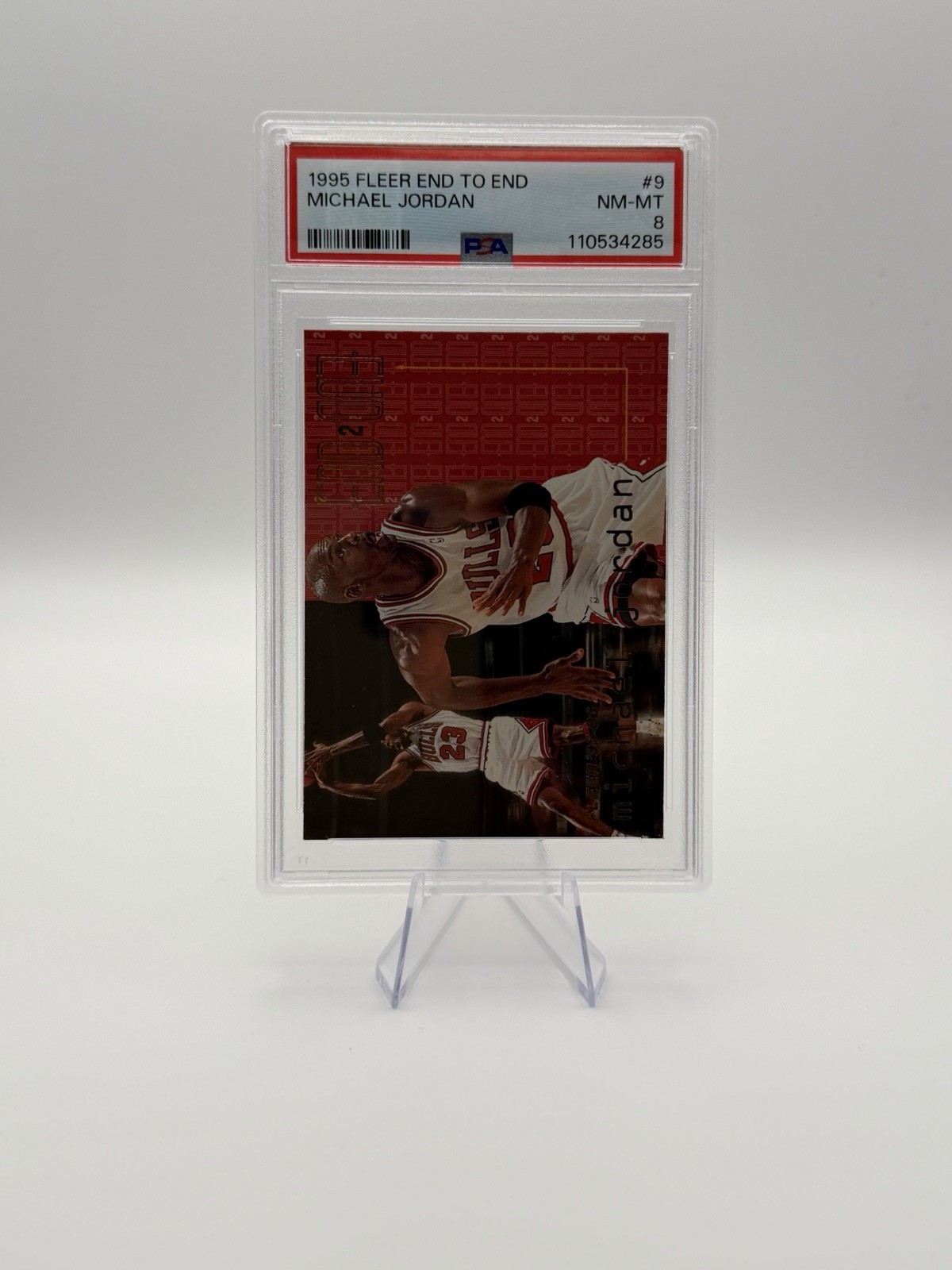 Fleer 1995-96 End 2 End Michael Jordan #9 Chicago Bulls Insert PSA 8