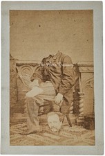 CDV MALTA VALLETTA HEADLESS MAN DECAPITATION TRICK PHOTO FREAK CURIO G. SCHRANZ