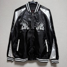 Sukajan Jacket Dragon Embroidery Satin Black XL Japan Souvenir Rare Streetwear
