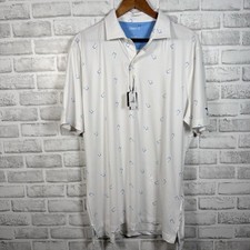 NWT Johnnie-O White Prep-Formance UPF 50 Polo Shirt Mens Size L