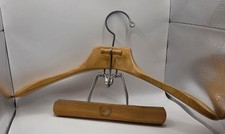 VTG Walker 18" Suit  Pant Heavy Wooden Hanger 10.25" Pant Clamp Possibly Maple