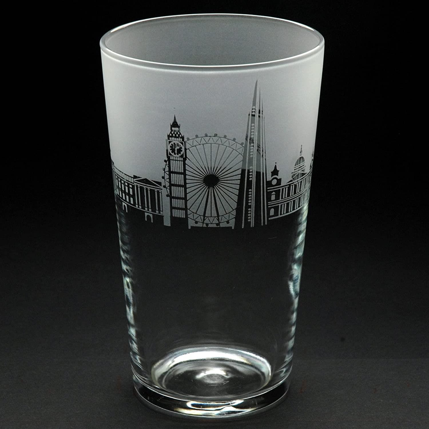 Beer Pint Glass Hand Etched Decorative Drinking Tumbler Travel Gift London