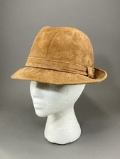 Vintage Cavanaugh Hats New York Unisex Suede Leather Fedora Hat Size 7 1/8