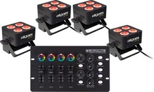 4x Set Algam Lighting LAL PAR-410-QUAD LED Wash 160 Watt RGBW DMX Controller