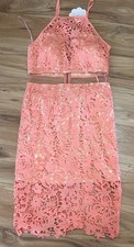 The Vintage Shop Sz L Junior NEW Sleeveless Peach Lace Dress Homecoming Club