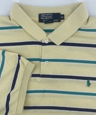 Polo Ralph Lauren Polo Shirt Men XXL Yellow Striped Short Sleeve USA Made VTG