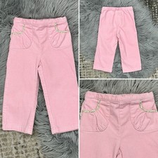 Vintage Ralph Lauren Pink Corduroy Pants With Floral Trim Pockets Size 24M