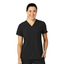 WonderWink 's Flex-n-Reach V-Neck Scrub Top - Black, XXS