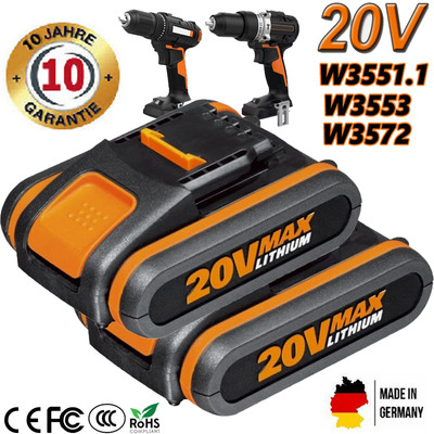 2X 20V 3,8Ah Akku Für Worx WA3551 WA3553 WA3551.1 WX390 WX176 Ersatz Batterien