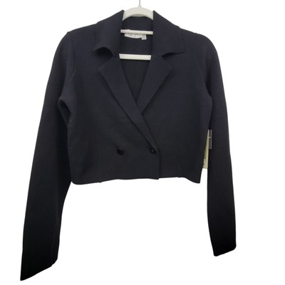RD Style Black 2 Button Crop Soft  Sweater Blazer Size XS