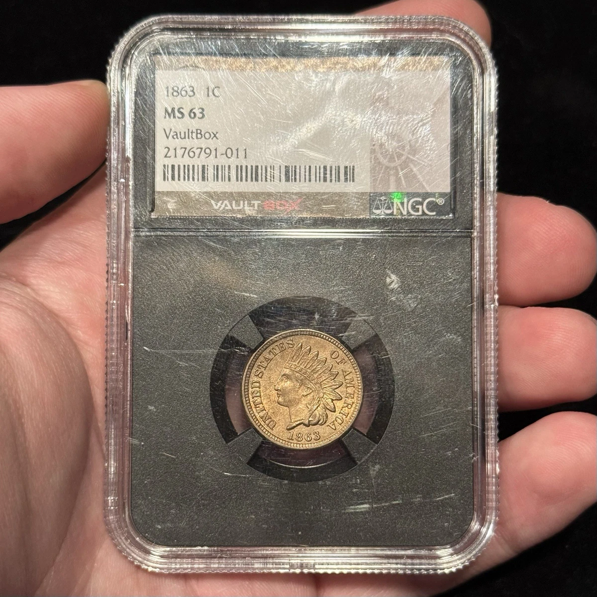 MS 63 Graded 1863 Year Indian Head Small Cents (1859-1909) for