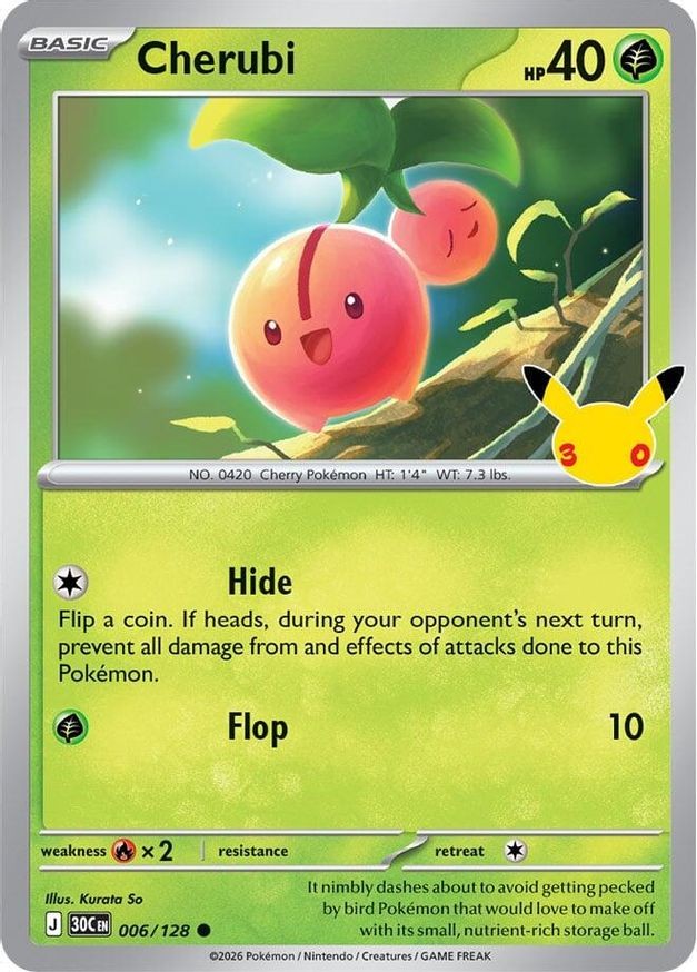 Pokemon Cherubi (6/162) 30th Celebration NM HOLO