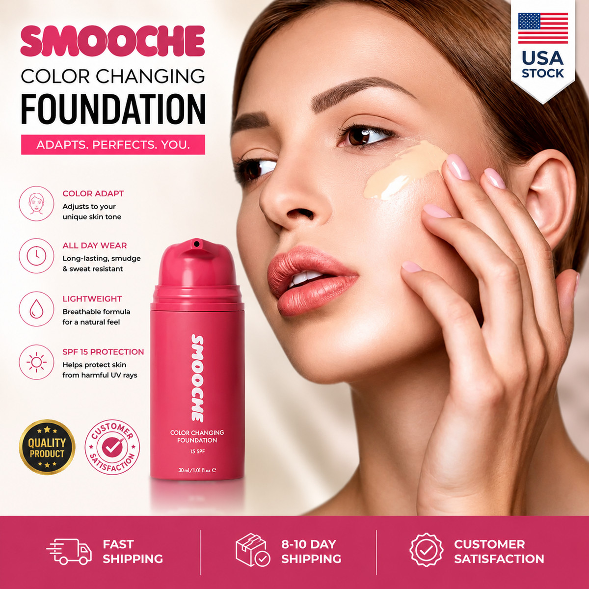 Smooche Foundation Korean, Smooche Color Changing Foundation, For All Skin Types