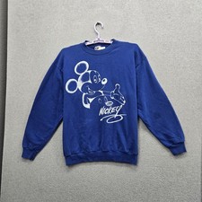 VINTAGE Disney Designs Men Sweatshirt X-LARGE Blue Graphic Mickey Mouse Logo