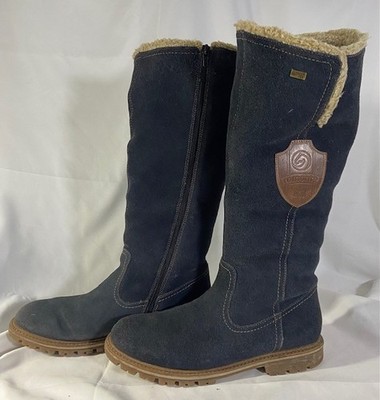 Remonte TEX Damen Winterstiefel Gr. 41 Lammfell Warmfutter Blau Leder Boots Top
