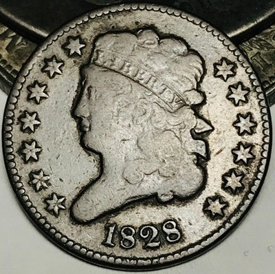 1828 Classic Head Half Cent 1/2C Ungraded Circulated US Copper Coin CC30342