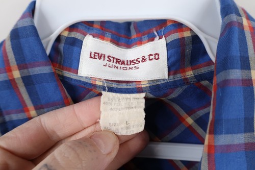 Vintage 70s 80s Levis Boys Large Faded Western Cowboy Snap Button Shirt Plaid - Picture 6 of 12