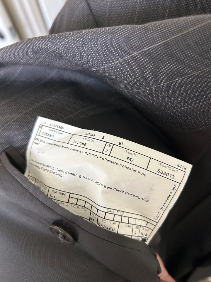 Armani Collezioni Gray Pinstripe Wool Suit 3 Button Pants 39 - Image 3 of 4