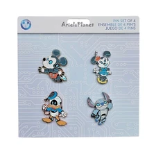 Disney Parks Mechanical Mickey Minnie Mouse Donald & Stitch Booster Pack Pin Set
