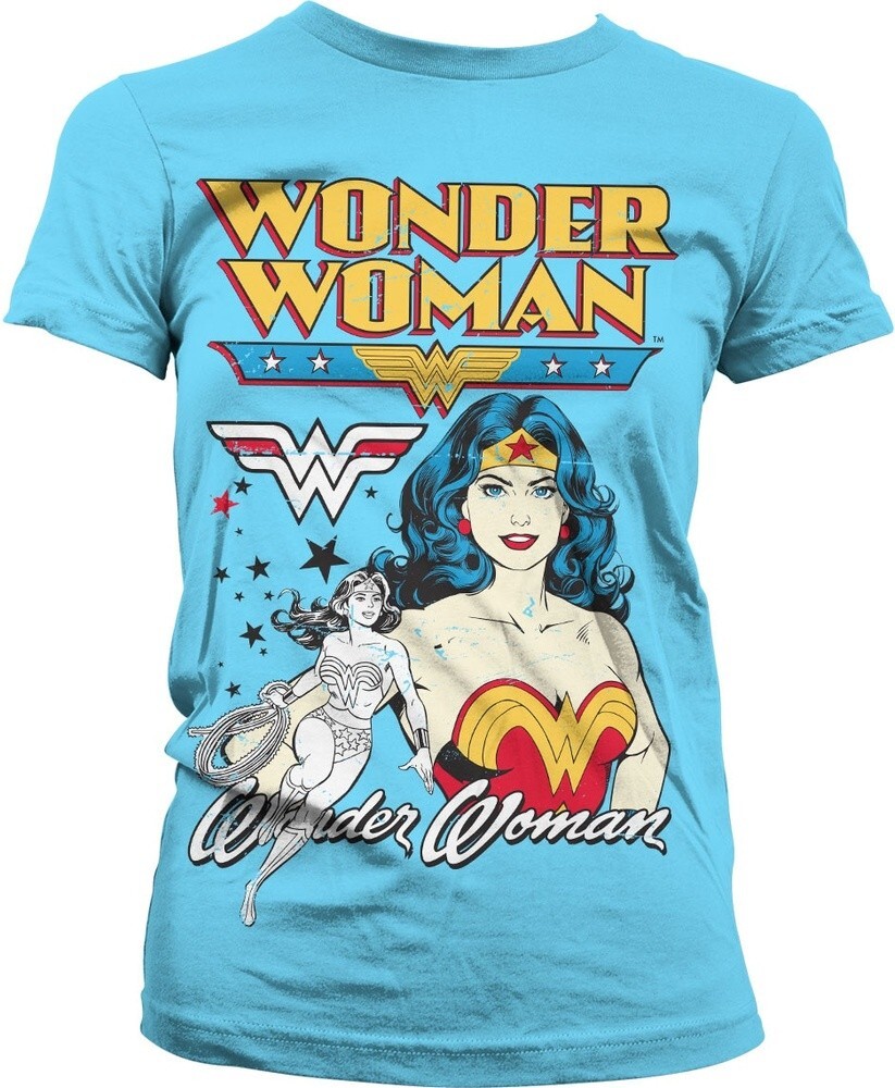 Позирующая Чудо-женщина в девчачьей футболке Damen T-Shirt Skyblue