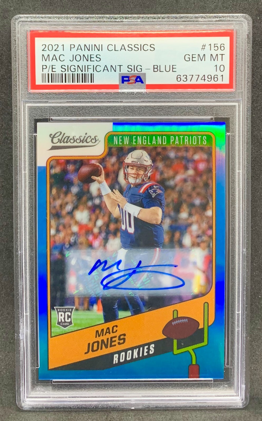 Mac Jones Panini Classics #156 Premium Edition Significant Signatures-Blue