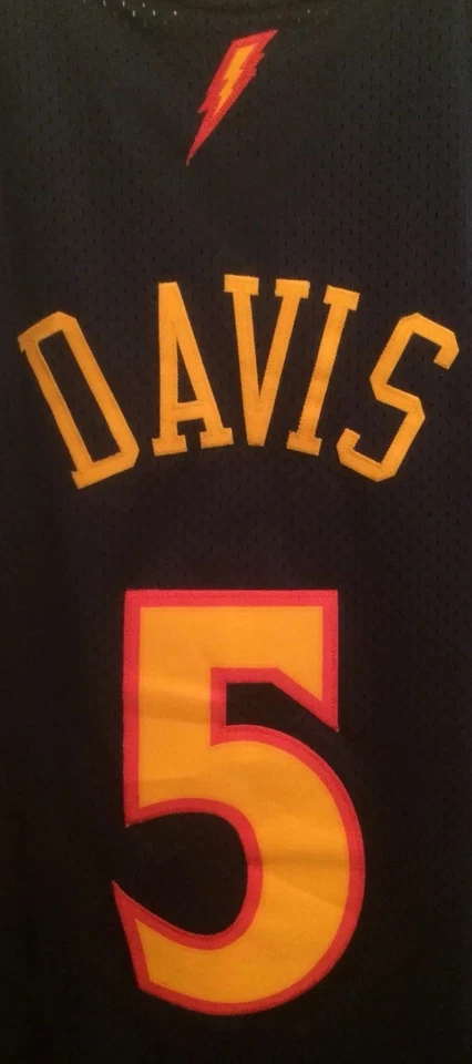 Camiseta Baron Davis Golden State Warriors NBA Auténtica Reebok Hombres M #5 Curry HWC Foto 2 de 4