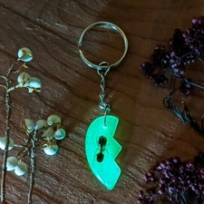 Taxidermy oddities Real Ant keychain half heart keychain glow in the dark
