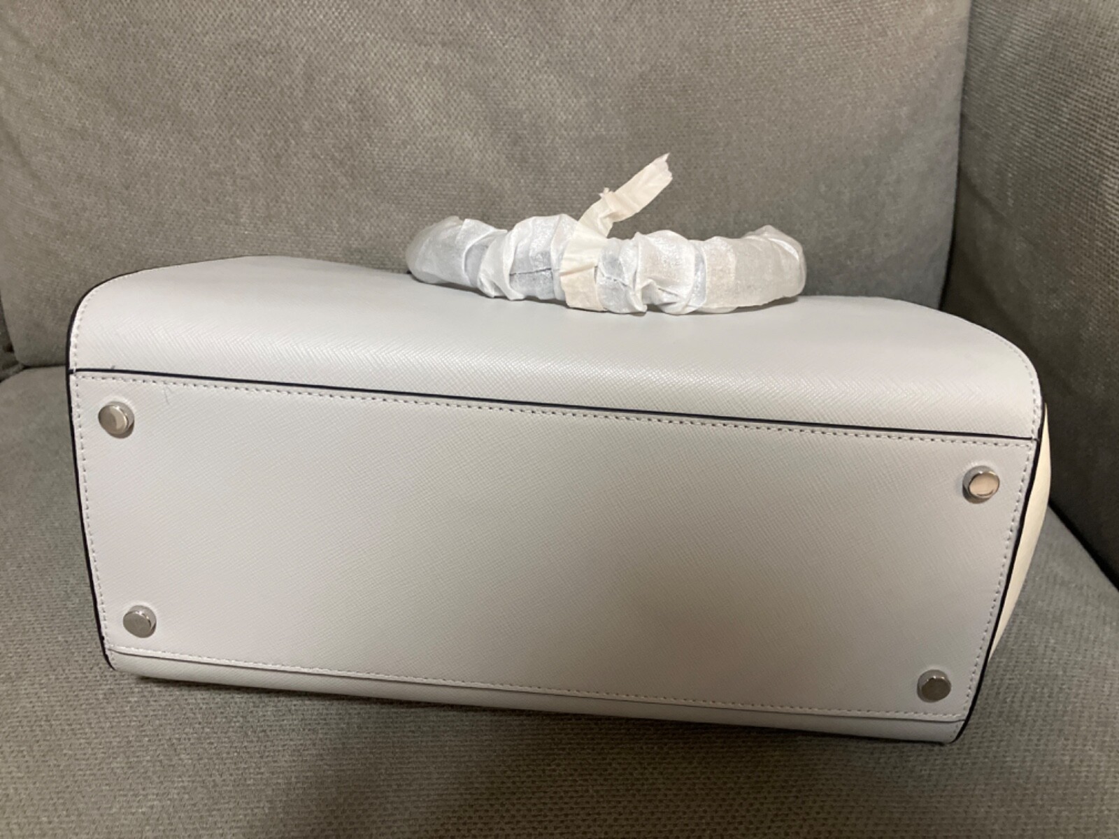 kate spade laptop Madison tote bag leather platinum off white