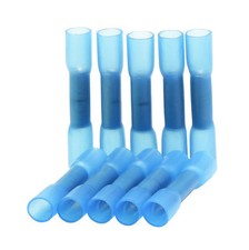 10 Wire Butt Crimp Connector Heat Shrink Blue 16-14 awg gauge GA Terminal Radio