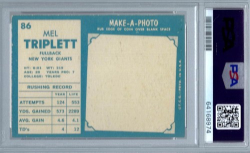 1961 Topps FB #086 PSA 8 Mel Triplett Giants 86 - Picture 2 of 2