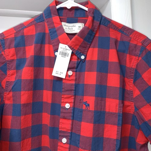 Abercrombie & Fitch Short Sleeve Plaid Check Button Down Shirts (2) - Picture 2 of 5