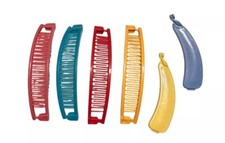 vintage banana Hair clip Lot Of 6 80s Plastic Yellow Pink Blue Orange