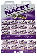 100 Gillette NACET STAINLESS Double Edge Safety Razor Blades Made In Russia