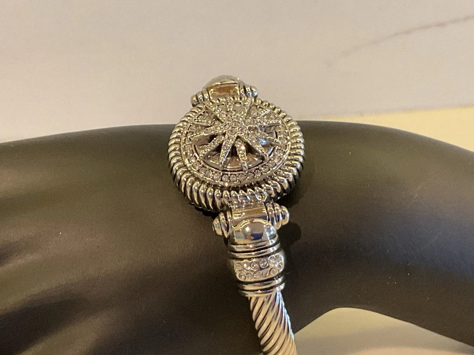 Vintage Rope Bracelet W/Rotating Bright White Rhinestone Sun, Beautiful Detail - Image 2 of 4