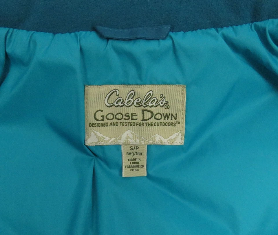 全新无标签 Cabela's 绗缝鹅绒全拉链 Puffer 背心外套夹克 S — 第 3/4 张图片