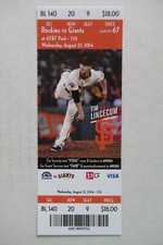 SAN FRANCISCO GIANTS VS COLORADO ROCKIES 8/27/2014 FULL TICKET ~ TIM LINCECUM