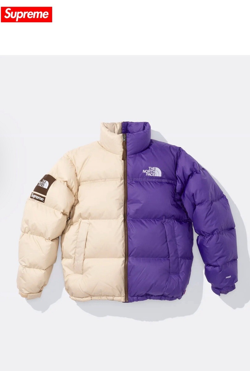 Supreme The North face Split Nuptse Jacket Tan Purple Size Supreme The North face Split Nuptse Jacket Tan Purple Size