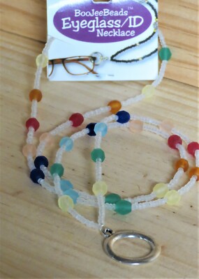 Eyeglass Holder Beaded Necklace, NEW! Prism Frosted beads Blue,Purple,Pink,Red 