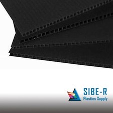  4-Pack Black Corrugated Plastic Sheets - 4mm Thick - 24"x36" - Vertical
