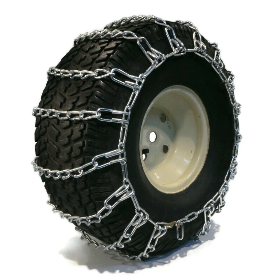 Pair of 2 Link Tire Chains 15x6x6, 14x5.5x5, 15x5x6 for Lawn Mower