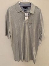 Tommy Hilfiger Mens Polo Shirt CLASSIC Fit Mesh Short Sleeve Flag Grey Sz XL