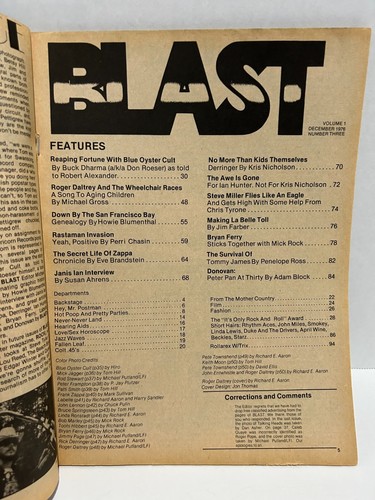 Blast Rock Magazine Dec 1976 The Who Zappa Blue Oyster Cult John Lennon Rare VG - Picture 2 of 11