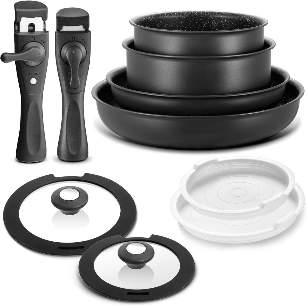Induction Cookware Set 10 Pieces, Nonstick Pots and Pans Set with Removable